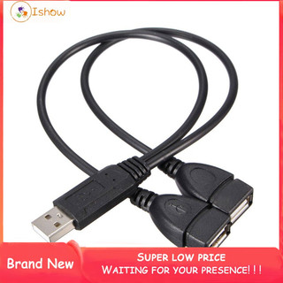 USB 2.0 A Male To 2 Dual USB Female Jack Y Splitter Hub Power Cord Adapter Cable