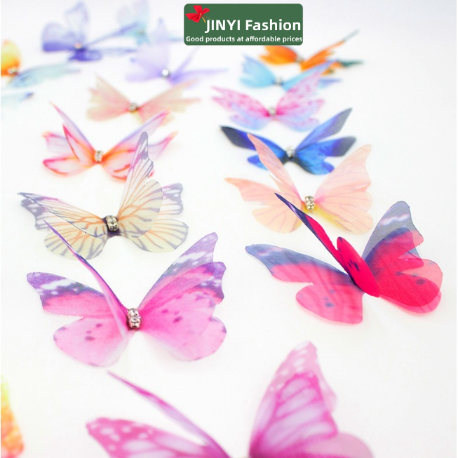 Phụ Kiện Trang Trí Tóc Hình Bướm Bằng Lưới Hai Lớp 4.5Cm