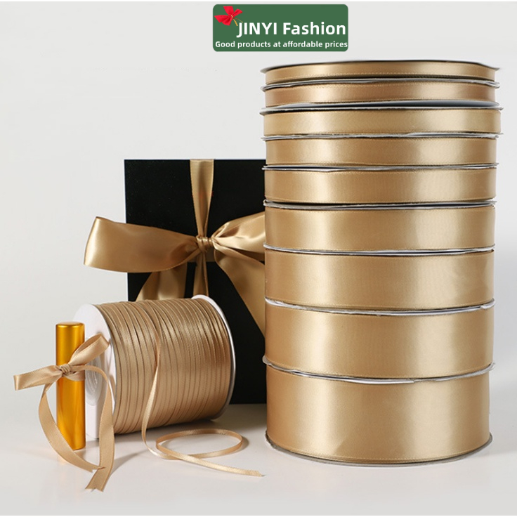 Cuộn Dây Ruy Băng Vàng Dài 22M*0.6/1.5/2.5/4Cm Trang Trí Hộp Quà Cưới