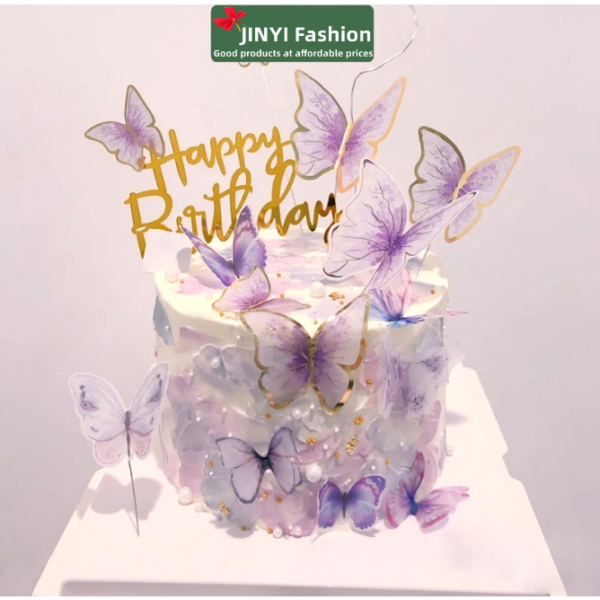 Phụ Kiện Trang Trí Bánh Kem Hình Bươm Bướm Xinh Xắn Thẻ