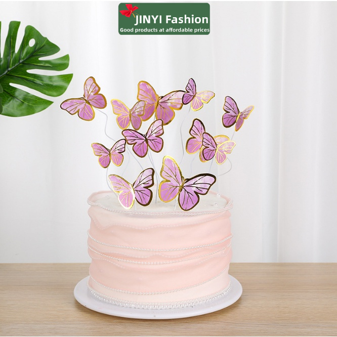 Phụ Kiện Trang Trí Bánh Kem Hình Bươm Bướm Xinh Xắn Thẻ