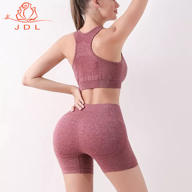 JDL. Phụ nữ Bộ áo cộc tay quần đùi tập gym yoga chạy bộ
