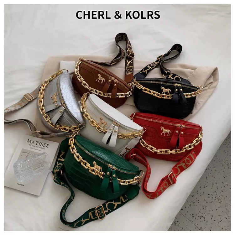 CHERLKOLRS Túi Đeo Chéo Bằng Acrylic Phối Dây Xích Thời Trang