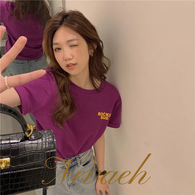 Áo Thun Ngắn Tay Dáng Rộng In Họa Tiết Thời Trang Hàn Quốc Cho Nữ