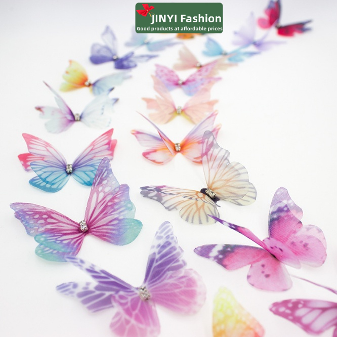 Phụ Kiện Trang Trí Tóc Hình Bướm Bằng Lưới Hai Lớp 4.5Cm