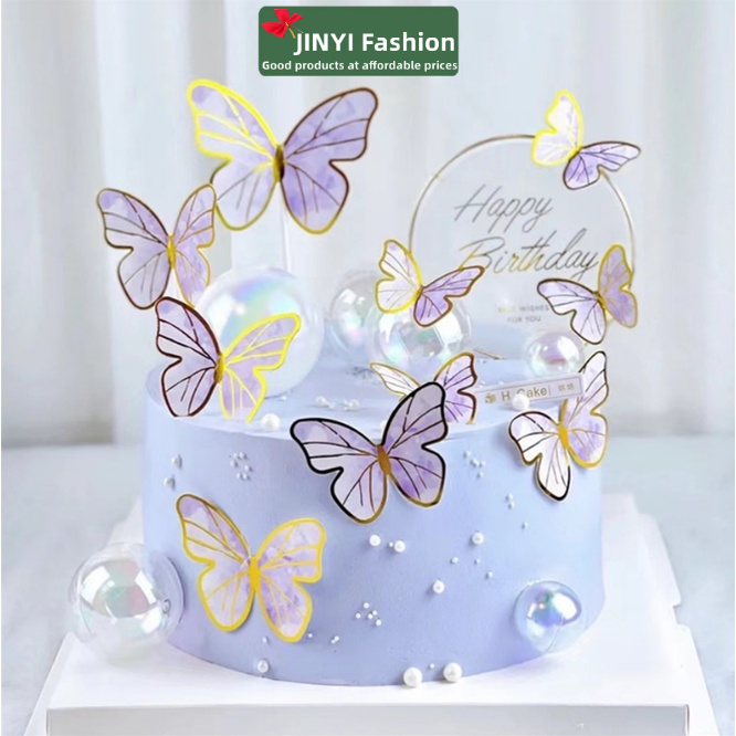 Phụ Kiện Trang Trí Bánh Kem Hình Bươm Bướm Xinh Xắn Thẻ