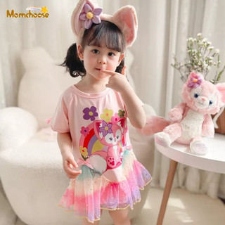Momchoose đầm thun tay phồng ngắn thời trang mùa hè mới t2022 dành cho bé gái