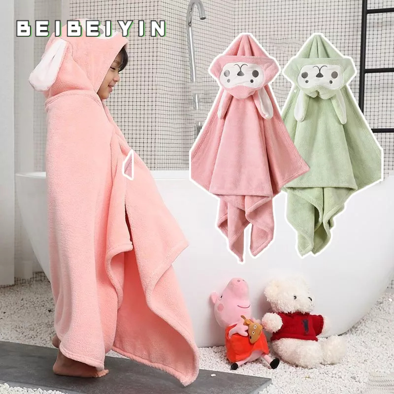 Khăn Choàng Tắm Có Mũ Trùm Chất Liệu cotton Mềm Mại Thấm Hút Tốt Dành Cho Bé Sơ Sinh