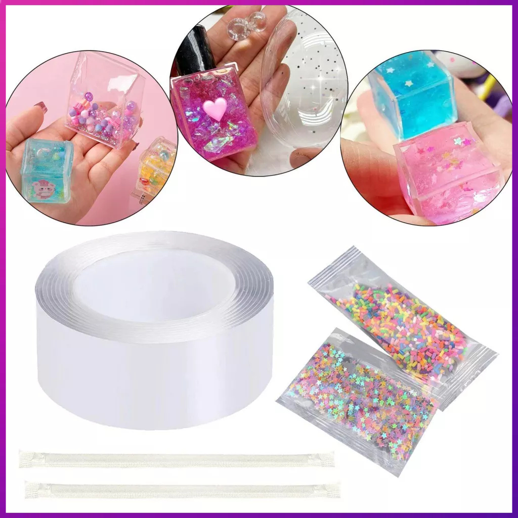 Hifer Băng Dính Hai Mặt Bong Bóng Thổi Tự Làm Thủ Công Màu Trong Suốt