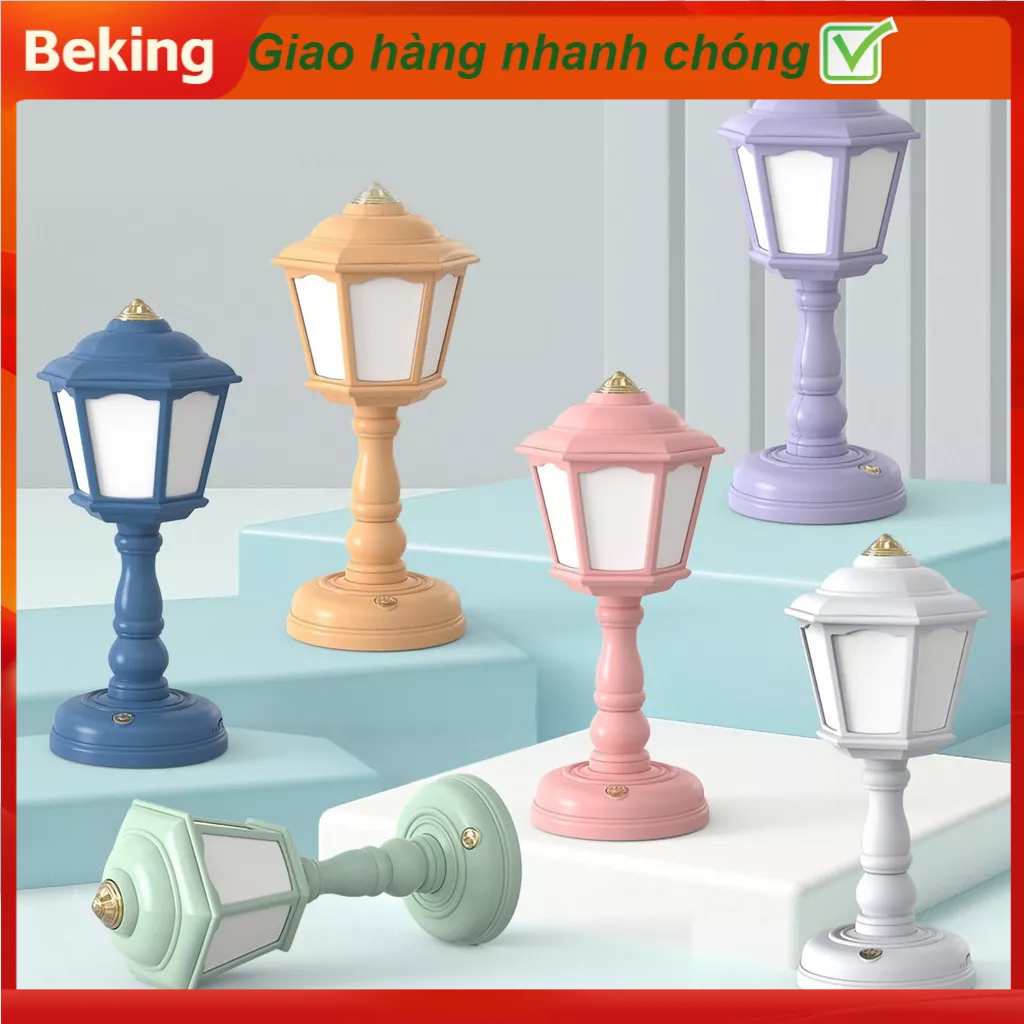 Beking Phong Cách Retro Đèn Ngủ Bàn Đầu Giường USB Sạc Cảm Ứng Âm 3 Nhiệt Độ Màu Cho Phòng Ký Túc Xá