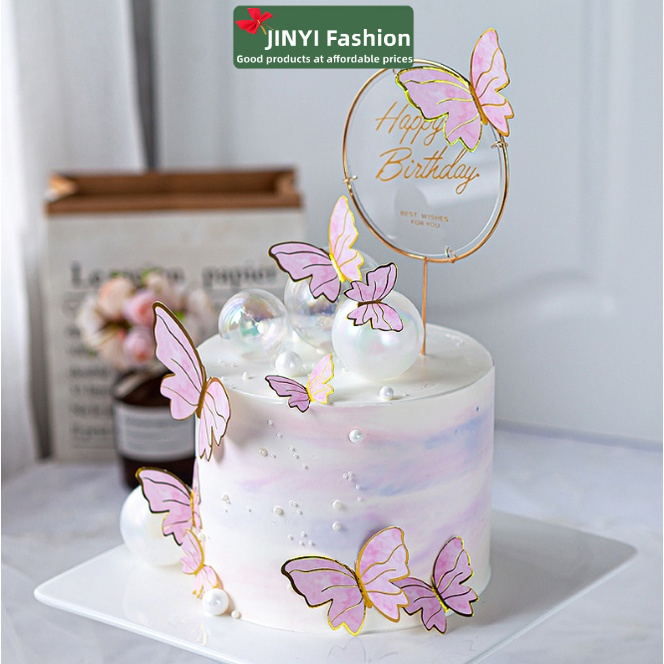 Phụ Kiện Trang Trí Bánh Kem Hình Bươm Bướm Xinh Xắn Thẻ