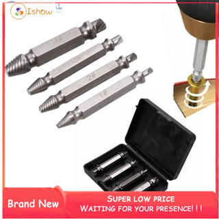 Damaged Screw Extractor Silver Remover Wide Application Woodworking Supplies 4PCS Double-Headed Bolt Bits Durable
