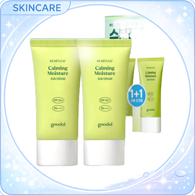 Goodal Heartleaf Calming Moisture Sun Cream 50ml 1+1 Set Vegan Sunscreen