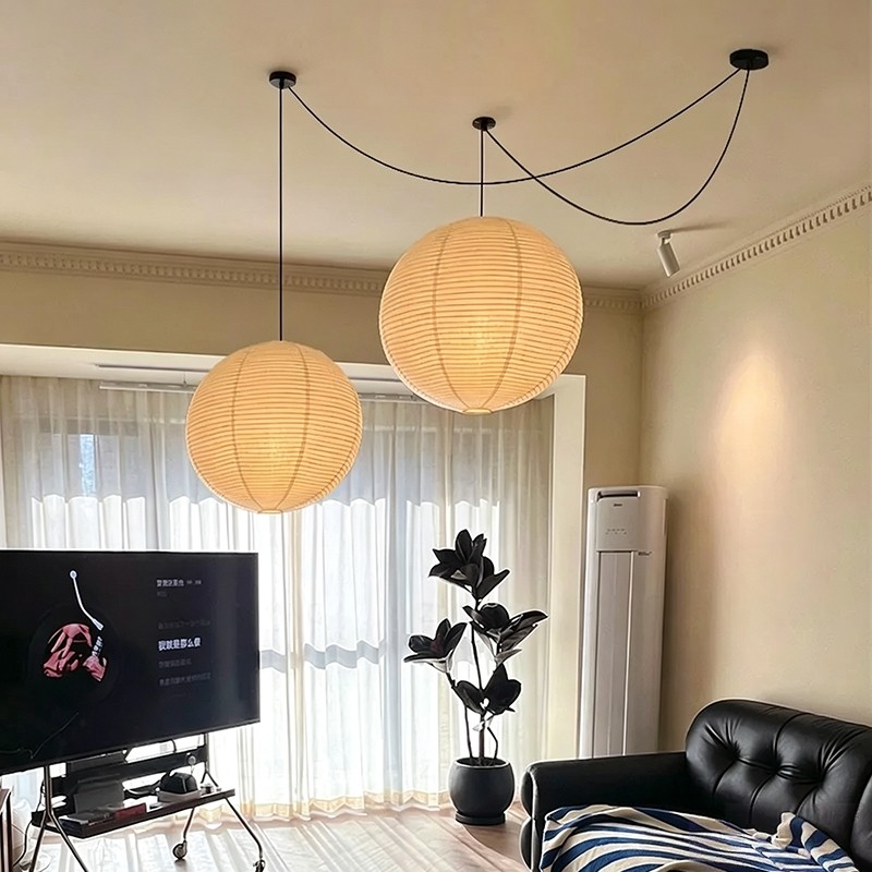 Đèn thả giấy Washi Wabi Sabi phong cách trung cổ Isamu Noguchi đèn trần thủ công điều chỉnh được tạo