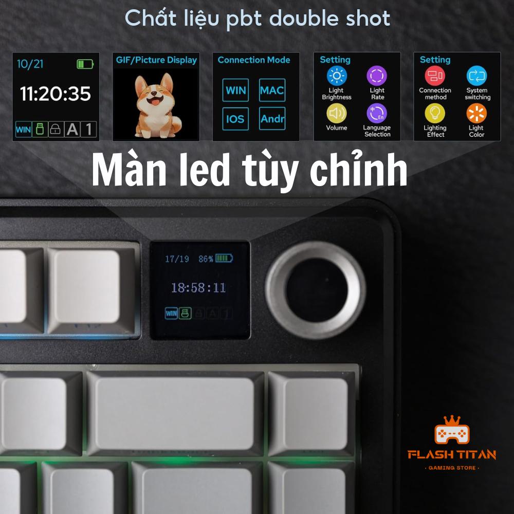Bàn phím cơ bluetooth AULA F75 MAX - bàn phím không dây có Màn LCD - bảo hành 12 tháng - Led RGB
