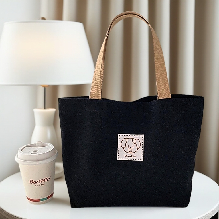 Túi tote hình Gấu chất vải canvas chống thấm nước chắc chắn phong cách đơn giản. đựng đồ tiện lợi