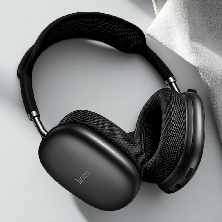 Tai nghe chụp tai Bluetooth V5.4 Hoco W55 phiên bản 90h có mic đàm thoại hỗ trợ khe cắm thẻ nhớ,cổng AUX, nghe nhạc