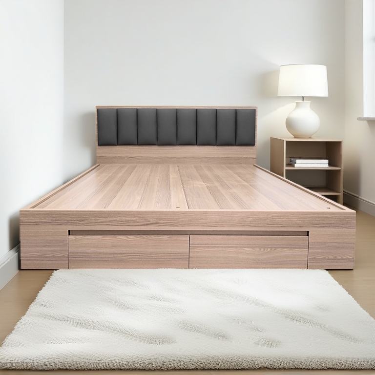 Giường ngủ bọc nệm gỗ MDF nhập khẩu 2 hộc kéo thương hiệu Nội thất DINO