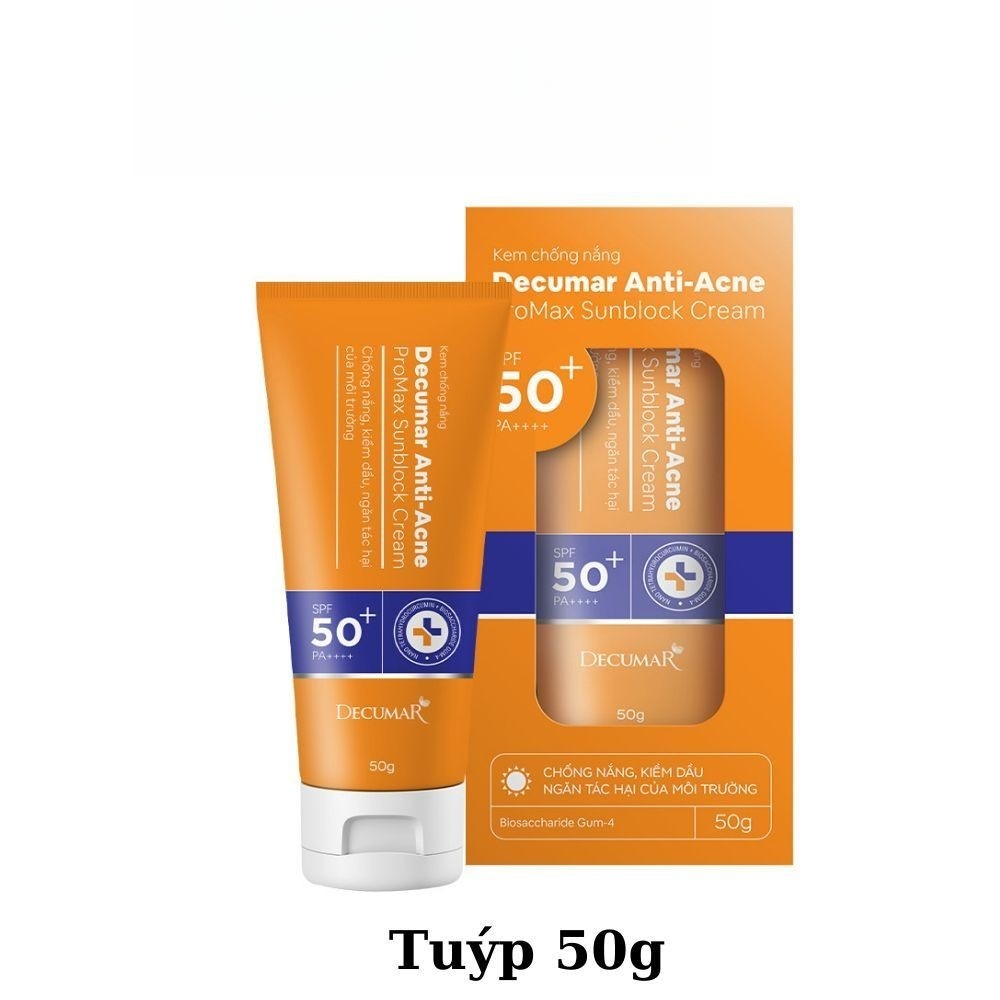Kem chống nắng Decumar Anti-Acne Promax Sunblock SPF Cream SPF50+ Tuýp 50g