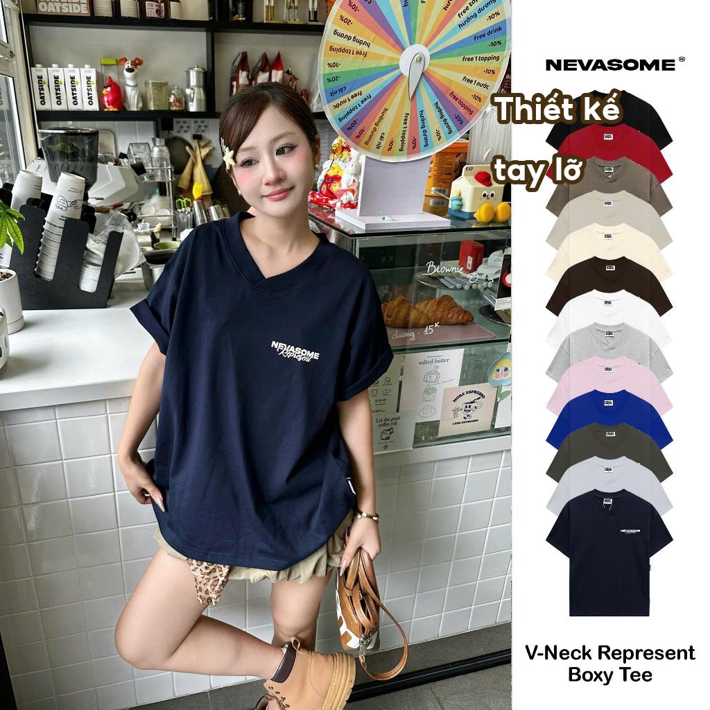 Áo Thun V - Neck Boxy Tee Represent Nevasome Cotton 250gsm Local Brand Tay Lỡ Form Boxy Rộng Nam Nữ