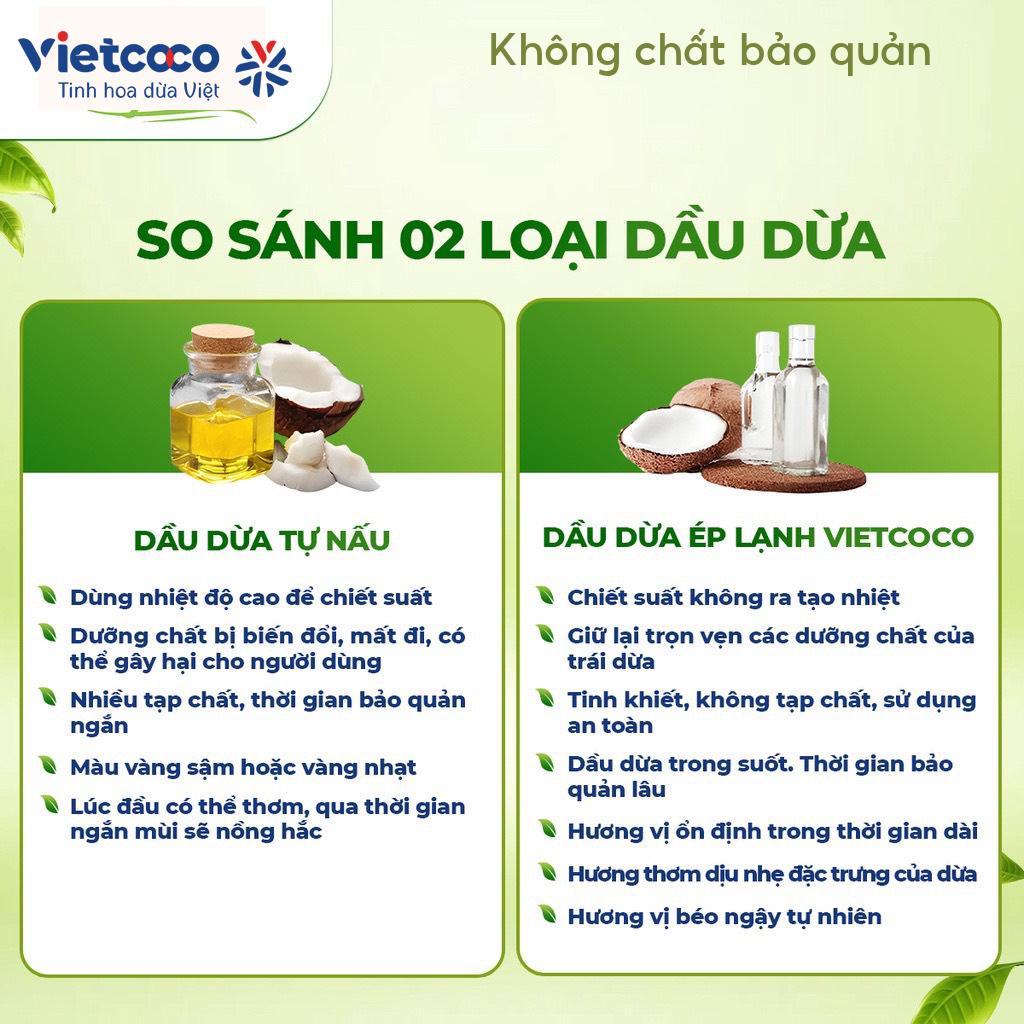 Dầu dừa Vietcoco ép lạnh nguyên chất Hữu Cơ nấu ăn, dưỡng tóc, dưỡng mày, dưỡng môi ,vòi nhấn, massage