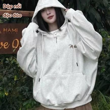 Áo khoác hoodie zip BOXY có nút bấm, dập nổi, in nổi ,có túi trong UNISEX NAM NỮ Mẫu Mới 2024