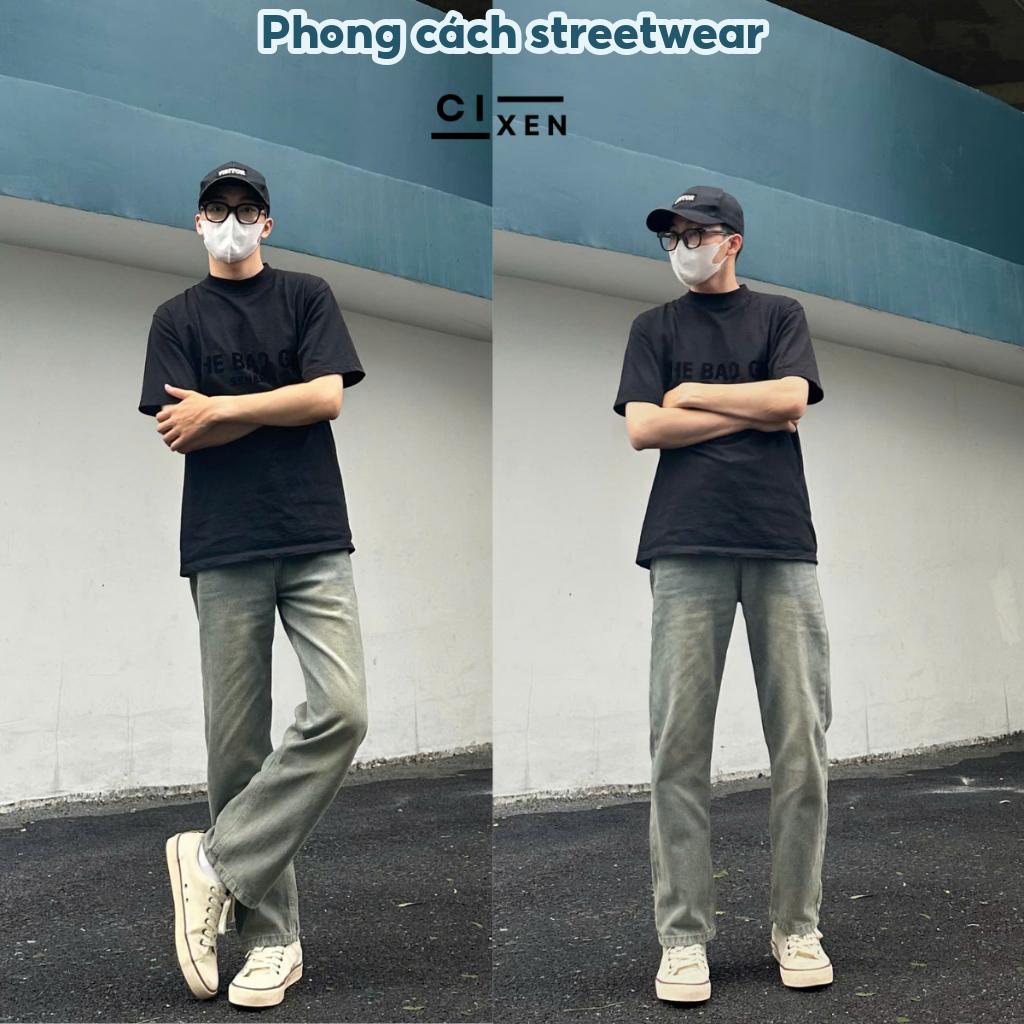 Quần jean nam ống suông wash Màu Bụi rêu Cạp cao hack dáng, quần jean bò dài streetwear đủ size [QD2]