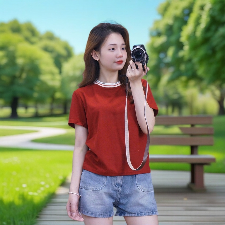 Áo cổ tròn trơn phối viền kẻ dễ mặc .thích hợp đi chơi ,picnic ,dạo phố ,chất vải tổ ong mịn ,from vừa(M15)