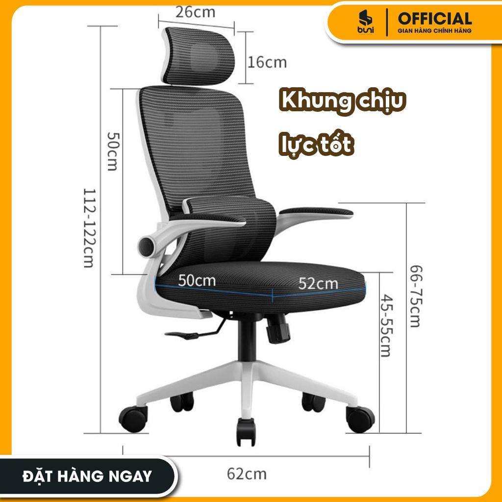 Ghế Xoay Công Thái Học Ergonomic Cho Văn Phòng Có Tựa Lưng Kê Tay Êm Ái Tiện Lợi Sang Trọng Cao Cấp