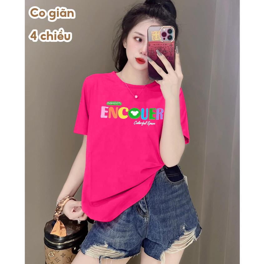 [40~70kg] Áo Thun Thái Nữ Cotton 100% Mềm Mịn Mát [Mã A08], Phong Cách, Cá Tính, Độc Đáo Chữ Nổi [ENCOUER]