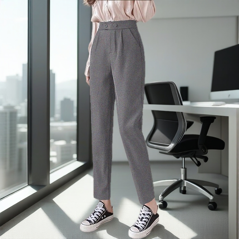 Quần Baggy quần tây công sở nữ lưng cao 2 nút ngang cực đẹp luôn nha