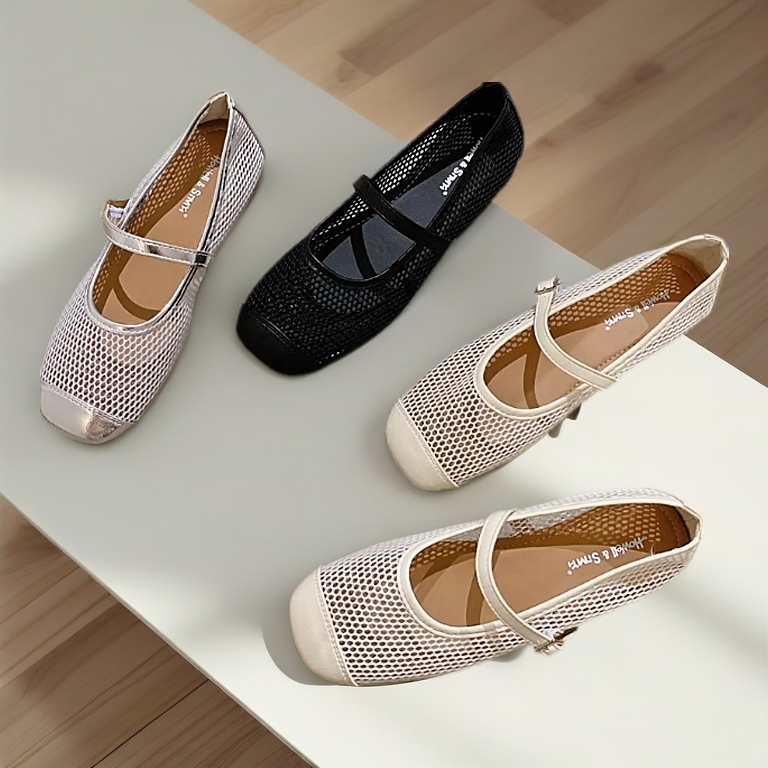 (Chân thon lùi 1sz) Giày Mary Jane lưới thoáng khí, nhẹ êm cho nữ kiểu dáng thời trang vintage Mã 115