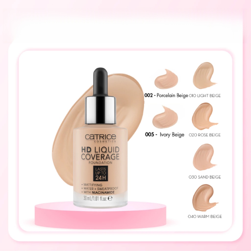 Kem Nền Che Phủ Kiềm Dầu 24H Catrice HD Liquid -Hàng Chính Hãng