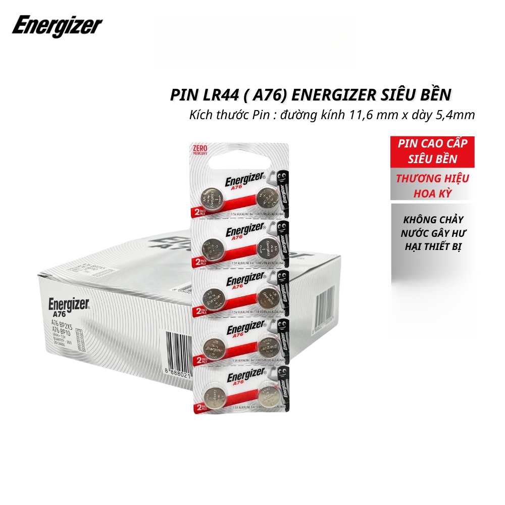 Vỉ 10 Viên Pin LR44 ( A76 ) ENERGIZER 1,5V - Hàng Chính Hãng