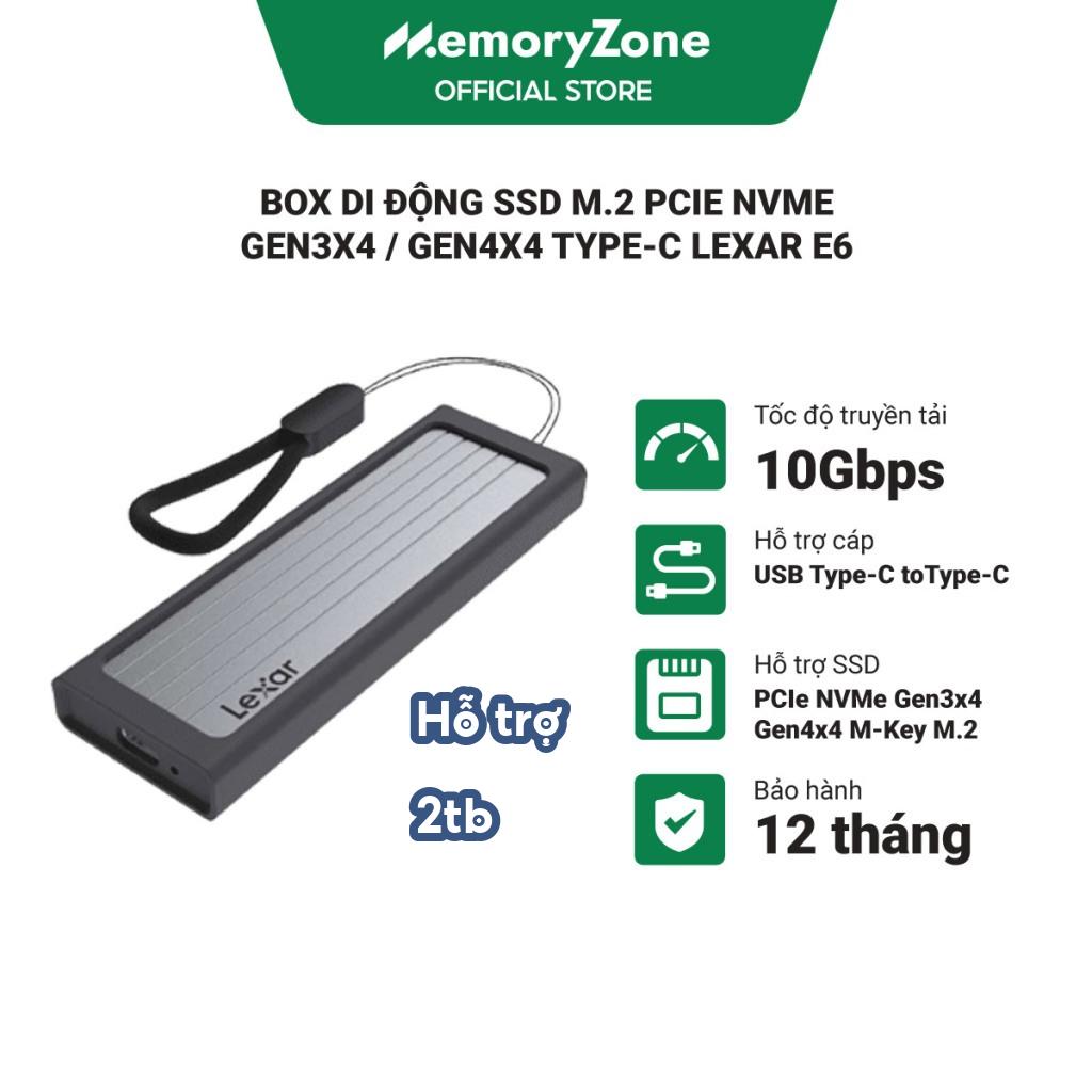 [BEST SELLER] Box di động SSD M.2 PCIe NVMe Gen3x4 / Gen4x4 Type-C Lexar E6 - Hỗ Trợ Tối Đa 2TB, Bảo Hành 12 Tháng