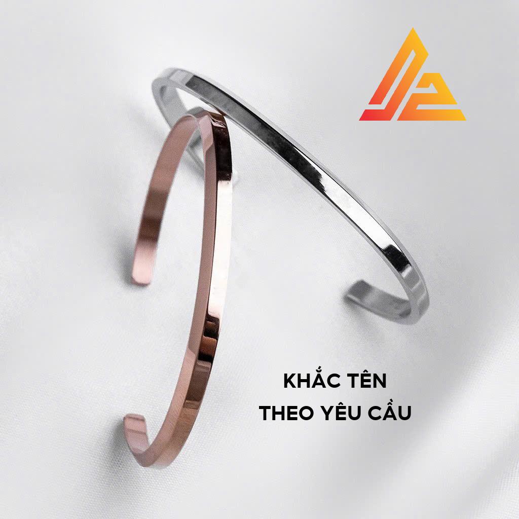 [Có thể khắc 2 mặt] Vòng Tay Cuff v1 khắc tên theo yêu cầu cặp đôi unisex Titanium [Bảo hành 5 năm]