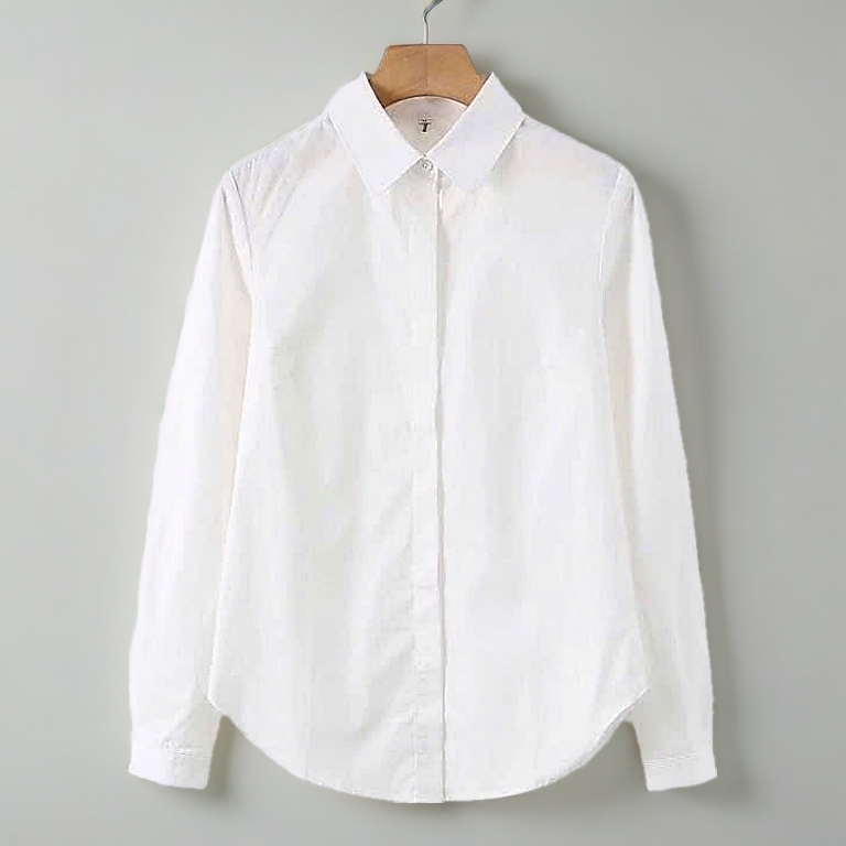 Áo Sơ Mi Trắng Nữ Rymola, Không Nhăn, Giấu Nút, Tay Dài Có Bigsize, Sơ Mi Trắng, Công Sở Chất Vải Cotton Form Suông
