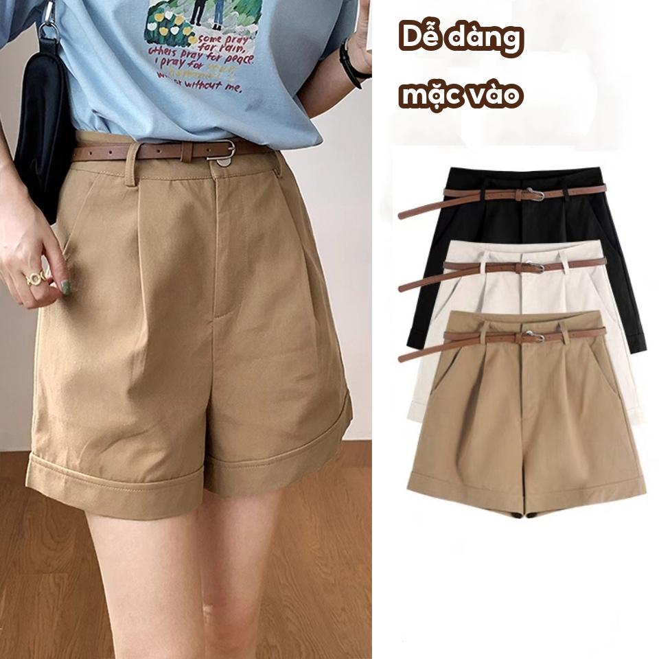 Quần short nữ Kaki cạp cao phối viền mẫu mới phong cách teen Hàn Quốc M36