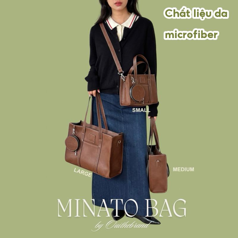 [ Tặng Ví Da Tròn Treo Túi ] Minato Leather Bag - Túi Da Thiết Kế Cao Cấp/ Túi Tote Da Laptop - OUI THEBRAND