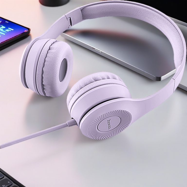 Tai nghe chụp tai học online chơi Game hoco w21 tai nghe chụp tai có dây cho điện thoại và máy tính hỗ trợ mic đàm thoại