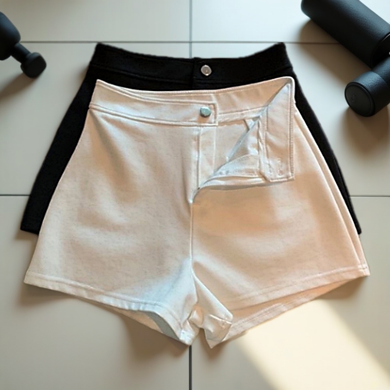 Quần short nữ umi đẹp lưng cạp cao ôm tôn dáng,quần sọt đùi ngắn đi gym,biển co giãn 4 chiều sooc đen trắng-mo1-QNT