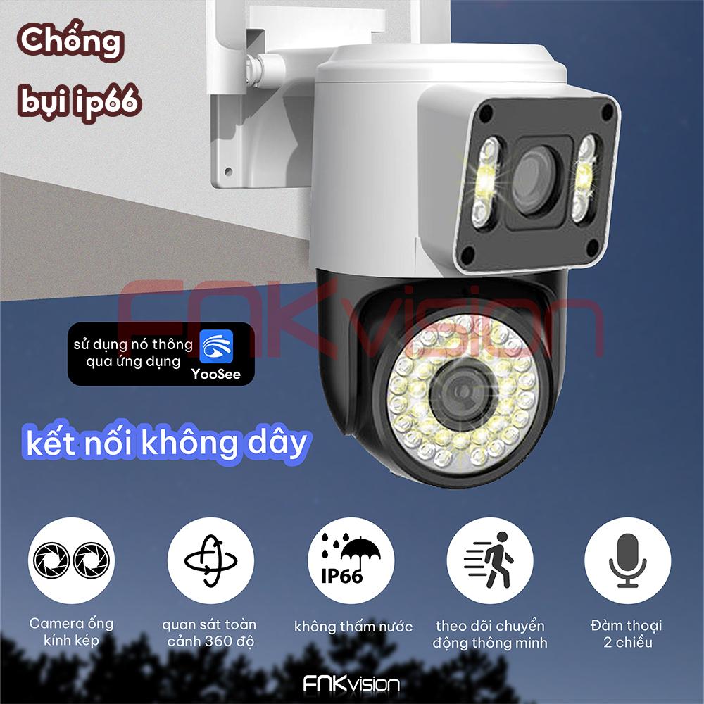 Camera Fnkvision 2 mắt / 3 mắt Yoosee 12MP - xem 360 độ không góc chết, ban đêm có màu, hai giao diện quan sát