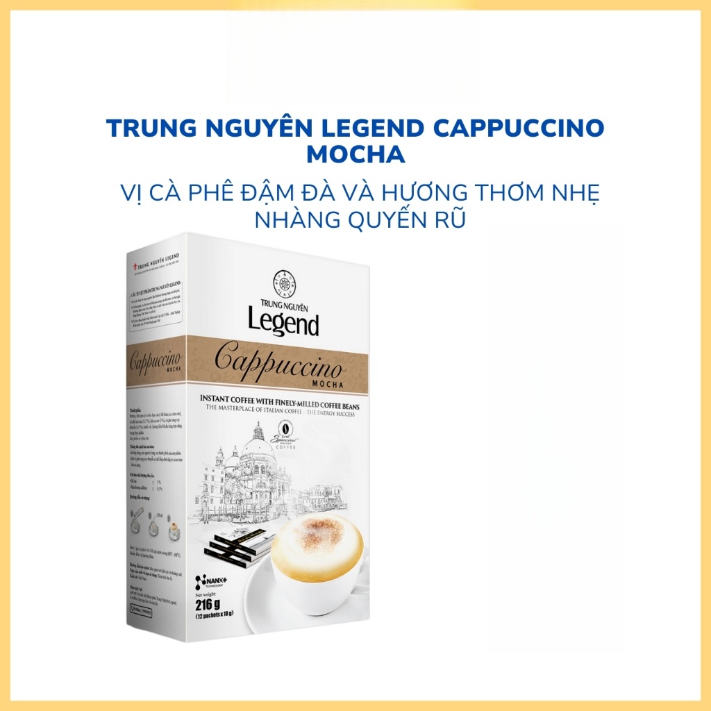 Cà Phê Trung Nguyên Legend Cappuccino Mocha – Hộp 12 Gói – Cà Phê Vị Mocha Ngọt Đắng, Đậm Đà Cảm Xúc
