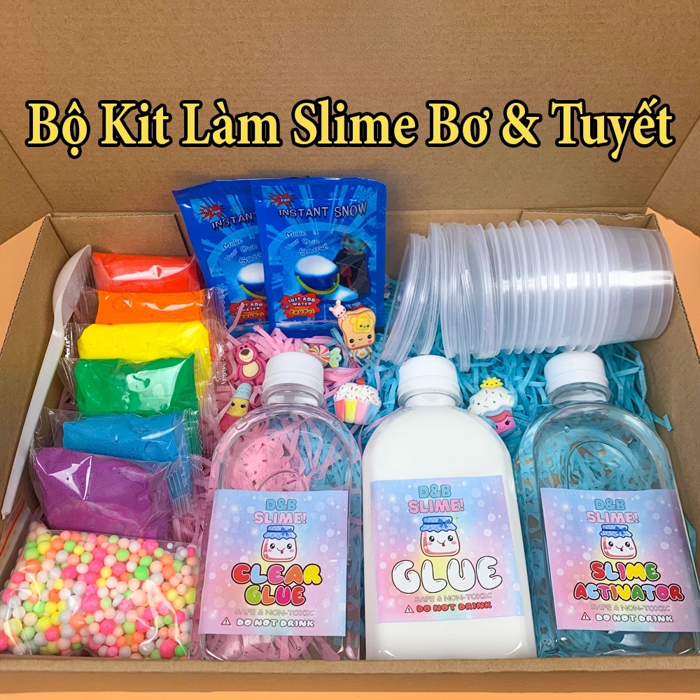 DandB Slime - Bộ Kit Làm Slime Bơ/Slime Mây/Clear Slime Cầu Vồng 30 Món