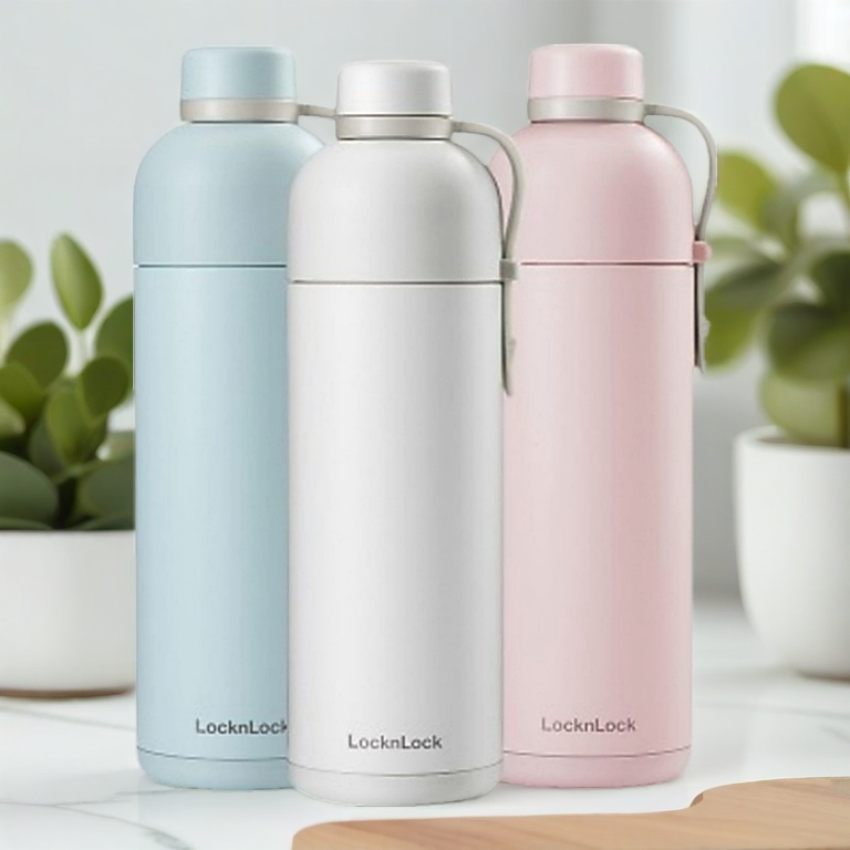 Bình giữ nhiệt LocknLock Belt Bottle LHC4267 490ml 3 Màu có quai xách, thép không rỉ SUS304 - K-MALL