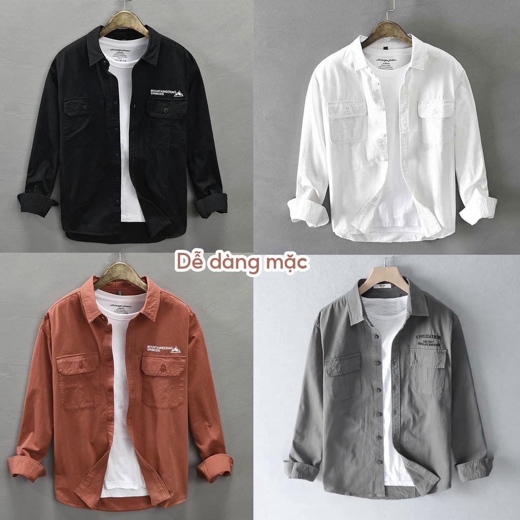 Áo sơ mi nam kiểu dáng basic TOPMEN khoác ngoài chất vải kaki cao cấp trẻ trung năng động phù hợp cả mặc đi làm, đi chơi