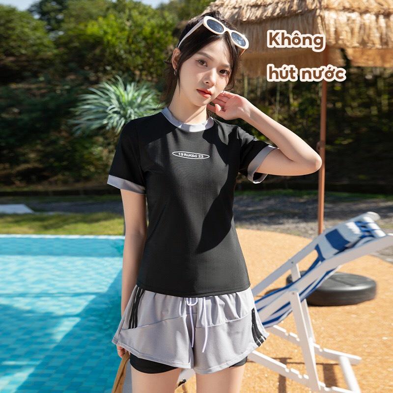 Bộ đồ bơi  nữ V0074, 2 mảnh quần đùi dáng thể thao năng động đi biển, đi bơi dễ vận động và kín đáo