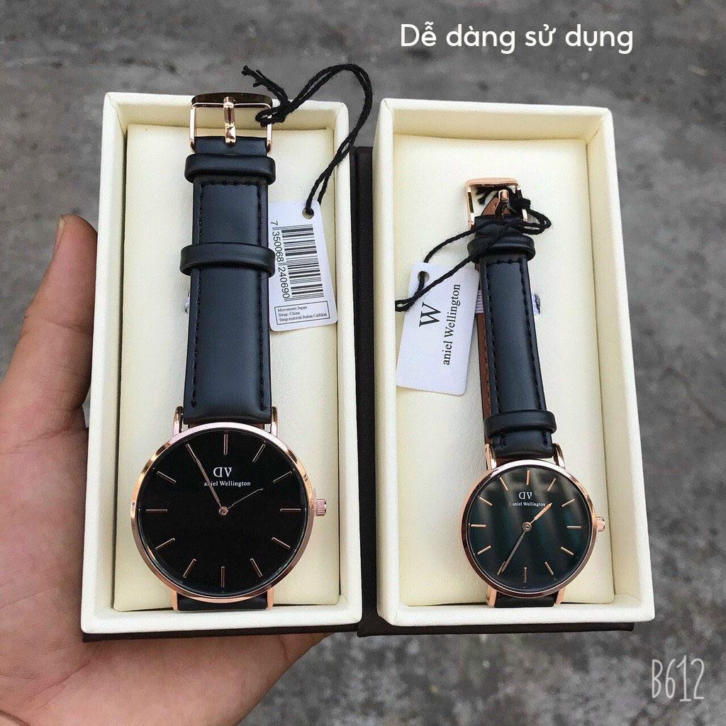 Đồng hồ nam nữ dây da thời trang, đồng hồ DVV cặp đôi dễ phối đồ - OneTime Store