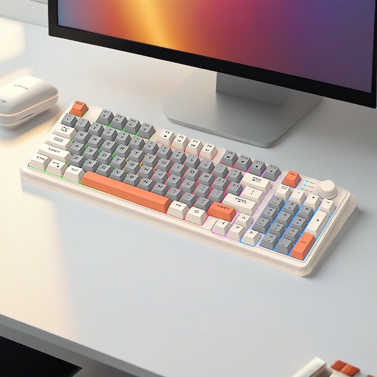 Bàn phím và Chuột giả cơ gaming XUNFOX K82 thiết kế 94 phím có đèn led 7 màu kèm theo nút vặn âm lượng