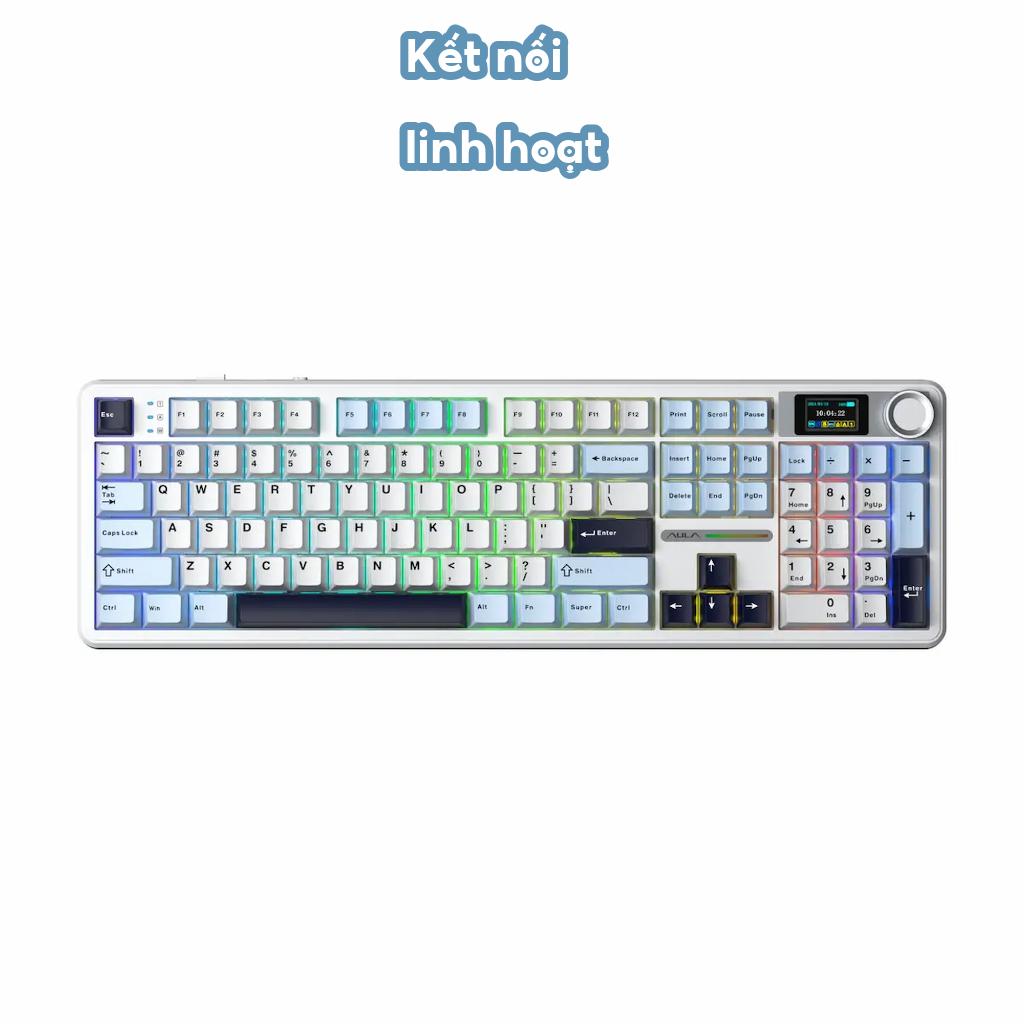 (NEW- SẴN) AULA F108 PRO / F108 / K98 -Bàn phím cơ không dây FULLSIZE  - Hotswap - RGB-FULLFOAM
